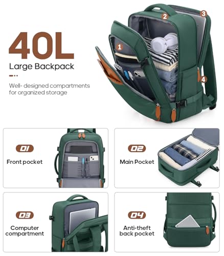 UKEIN Luggage Sets 3 Piece, Carry On Luggage 20In With Spinner Wheels,PC Hardside Suitcase Set with TSA Lock,Durable Carry On Suitcase With Travel Backpack for Men (Green, 3 piece set (20inch)) - color: Green, size: 3 piece set (20inch)