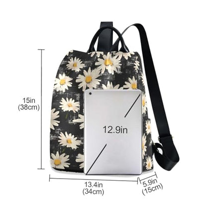 MNSRUU Women Backpack Purse Flowers with Black Backpack for Women Anti-theft Shoulder Bag Carry On Backpack Lightweight Rucksack Fashion Travel Ladies Bags - color: Flower I9295