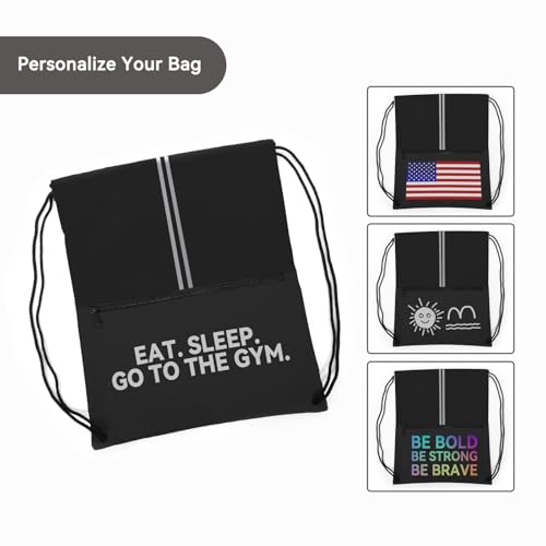 Drawstring Backpack Sports Gym Bag, Draw String Back Bag for Men Women, Lightweight Sackpack with Zipper Pocket, Durable Large Two Tone Black - color: Two Tone Black