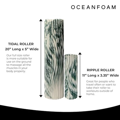 Oceanfoam Tidal Roller - Hunter Marbled - Muscle Massage Foam Roller for Back Pain & Stretching - Firm and Ergonomic Wide Wave Textured - Yoga, Athletics, & Wellness - Full Size, 20" x 5" - color: Hunter Marbled
