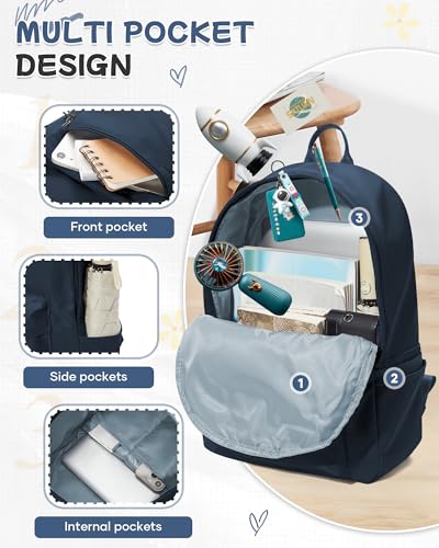 Small Backpack for School Girls Kids Women, Dark Blue Waterproof Bookbag Cute High School Back Pack for Men Teen Boys, Lightweight Travel College Backpack Mochilas Escolares para Daypack Rucksack - color: Royal Blue