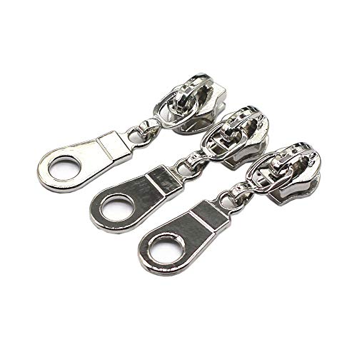 YaHoGa 50PCS #5 Silver Pulls for Nylon Coil Zippers Shiny Silver Zipper Sliders for Luggages Purses Bags Bulk(Shiny Silver) - color: Shiny Silver