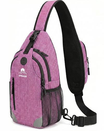 Sling Backpack for Women & Men, Crossbody Travel Bag with Water Bottle Holders, 17 Pockets, Quick-Access Phone Pocket, Hidden Security Pocket, Fits 11" Tablet, for Daily Carry, Travel, Theme Parks - color: G-berry Rose