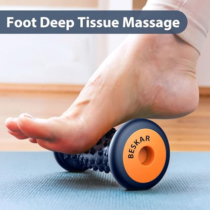 BESKAR Foot Massage Roller for Plantar Fasciitis Relief, Portable Reflexology Tool Pressure Point Massage Rollers, Deep Tissue Massages for Relieving Feet Arch Heel Pain, Myofascial Pain Syndrome - color: Navy Blue