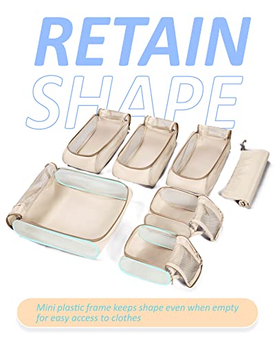 BAGSMART Keep Shape Packing Cubes, 7 Set for Travel, Lightweight Cubes, Suitcase Organizer Bags Set for Essentials