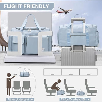 Small Gym Bag for Women, Travel Duffle Bag Carry On Weekender Bag with Shoe Compartment - color: 07#Sky Blue, style: Gym Bag&toiletry Bag