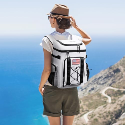 Maelstrom 35/50 Can Insulated Backpack Cooler, Leakproof Soft Lunch Ice Bag - color: White, size: 35 Can