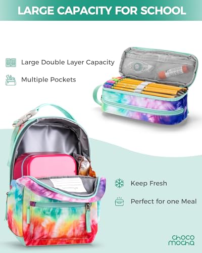 Choco Mocha Girls School Backpack with Lunch Box, Snow Leopard Backpack Set for Teen Girls 18 Inch Backpacks, 3 Pcs - color: Snow Leopard