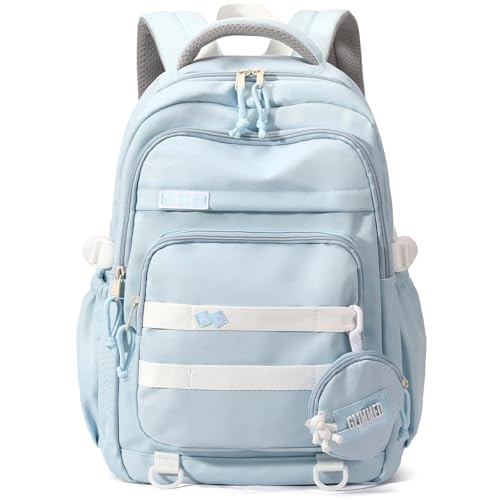 Kids Backpack for Girls - Aesthetic School Backpack for Teens - Blue Bookbag - color: Blue