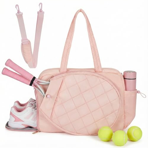 YEEGO DIRECT Tennis Bags for Women, Tennis Backpack Pickleball Racket Bags,Water-Resistant Sling Tote Padel Bag for Pickleball Tennis Badminton, Cute Gifts for Women Girl, Duffle Bag Gym Travel - color: PINK
