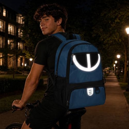 Basketball Bag Backpack for Men Women with Ball & Shoes Compartment 30L Capacity Lightweight Breathable Boys Girls Soccer Ball Bag Backpack Fit Volleyball Football Sports Travel School Gym - color: TK8Blue
