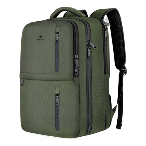 MATEIN Carry on Travel Laptop Backpack, Large Flight Approved Personal Item Travel Backpack with Shoe Compartment, Water Resistant Weekender Overnight Bag Fit 17 Inch Laptop, Green - color: Green, size: X-Large