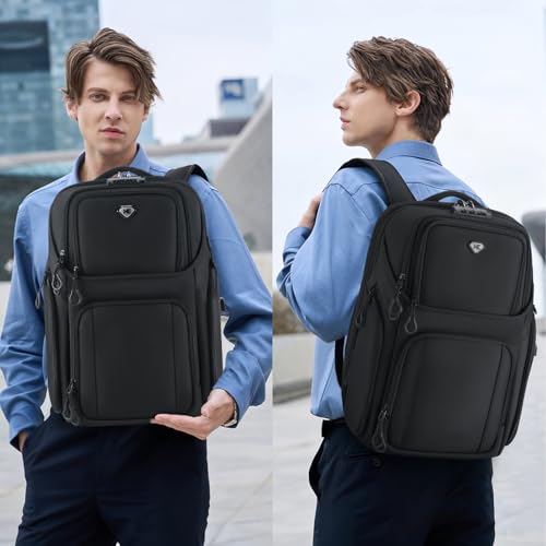 DUSLANG Laptop Backpack,Business Travel Anti Theft Slim Durable Laptops Backpack with USB Charging Port,Water Resistant College Computer Bag for Women & Men Fits 15.6 Inch Laptop and Notebook - color: Black-c