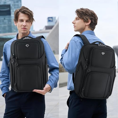 DUSLANG Laptop Backpack,Business Travel Anti Theft Slim Durable Laptops Backpack with USB Charging Port,Water Resistant College Computer Bag for Women & Men Fits 15.6 Inch Laptop and Notebook - color: Black-c