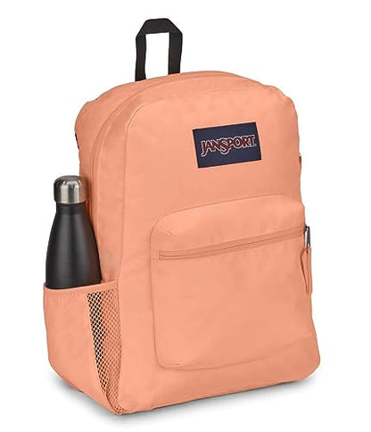 JanSport Cross Town Backpack 17" x 12.5" x 6" - Simple Bag for Everyone with 1 Main Compartment, Front Utility Pocket - Premium Class Accessories - Peach Neon - color: Peach Neon