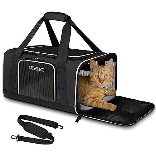 Petskd Pet Carrier 17x11x9.5 Alaska Airline Approved,Pet Travel Carrier Bag for Small Cats and Dogs, Soft Dog Carrier for 1-10 LBS Pets,Dog Cat Carrier with Safety Lock Zipper(Black) - color: Black, size: 17.0"L x 11.0"W x 9.5"H