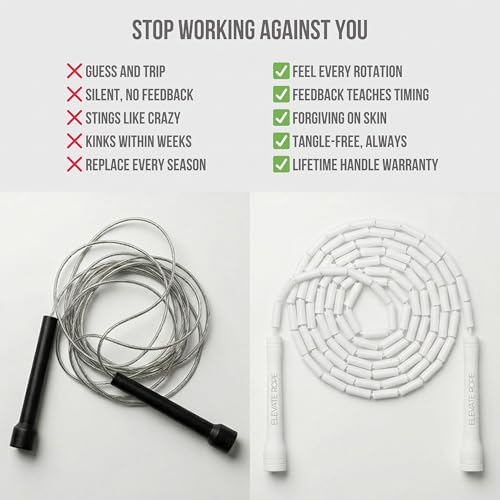 Pro-Grade Beaded Jump Rope for Beginners - color: White