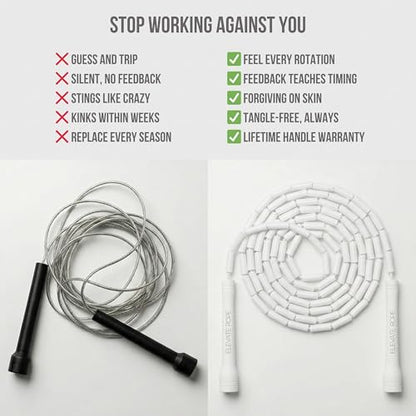 Pro-Grade Beaded Jump Rope for Beginners - color: White