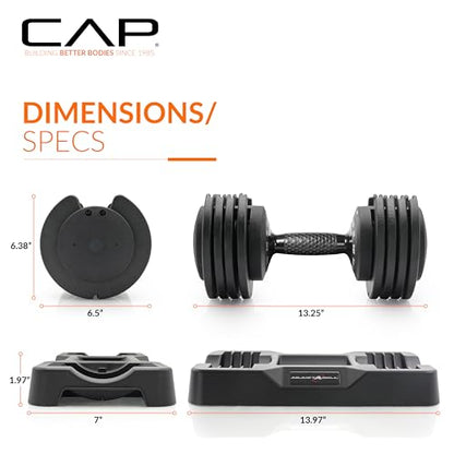 CAP ADJUSTABELL Adjustable Dumbbell Weights - Singles & Pairs | 12.5 lb, 25 lb & 55 lb | Multiple Handle Options - size: 25 lb - Honeycomb Black Handle, style: Single
