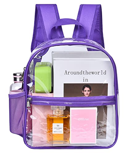 USPECLARE Clear Backpack for Stadium Approved 12×6×12, Water proof Clear Bag for Stadium Events and Concert Work Sport Event - color: Purple, style: Small