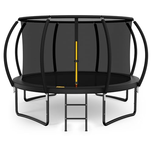 10FT 12FT 14FT 15FT 16FT Outdoor Trampoline with Enclosure Net, Heavy Duty Yard Trampolines, ASTM Approval Recreational Trampolines for Kids and Adults - size: 12FT