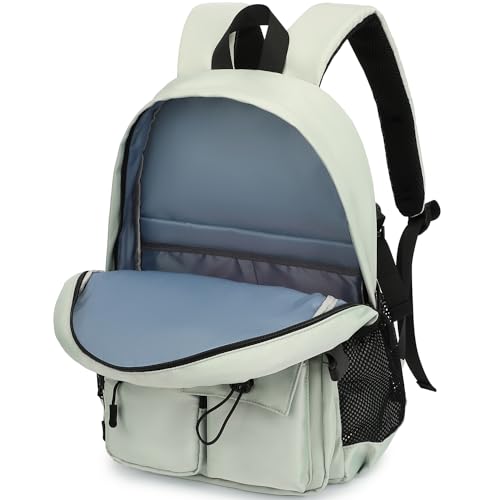 Leaper School Laptop Backpack for Women: Water Resistant Travel Backpack with Water Bottle Pocket - Laptop Bag for College Work - Lightweight Bookbag for Kids Girls Boys Green
