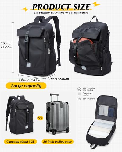 Large Black Motorcycle Backpack – Helmet Backpack for Men Women, Hi Viz EDC Commuter Bag for Riders, Night Travel, and Daily Use with Helmet Holder, Laptop Compartment, Ventilated Back, Urban Gear - color: A1-black Large