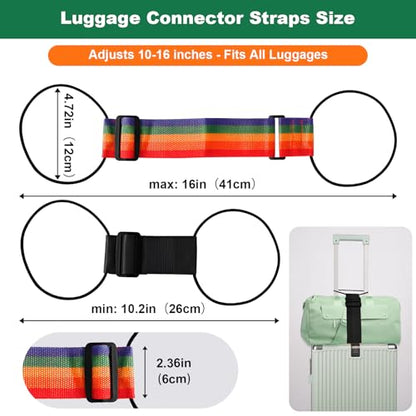 Luggage Connector Straps 2Pcs,2026 New Multi Use Strong Adjustable Bag Luggage Straps,Add a Bag Easy to Travel Suitcase Elastic Strap Belt Luggage Accessories(Iridescent) - color: Iridescent