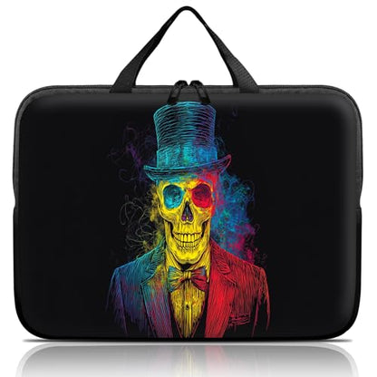 14 15 15.4 15.6 inch Laptop Handle Bag Computer Bag, Pouch Holder Notebook Sleeve Cover Soft Case Compatible for Dell,Lenovo,Toshiba HP, Asus Notebook-Colorful Line Skull Gentleman - color: Colorful Line Skull Gentleman