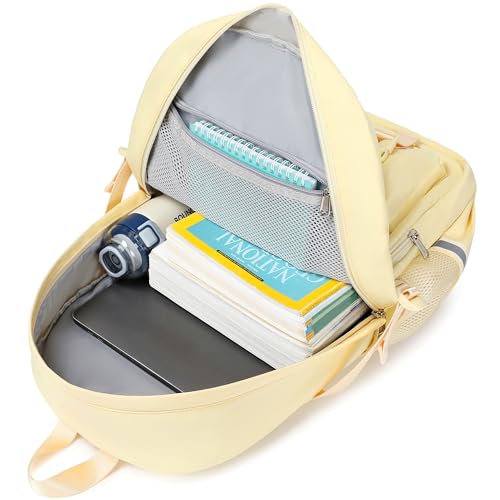 abshoo Big Student Laptop Backpack For College Women Middle High School Teen Girls Bookbag Travel Daypack (Cream) - color: Cream