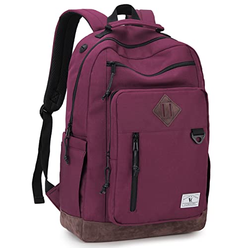 VX VONXURY Backpack for Men Women,Lightweight 15.6in Bookbag with Mulitiple Pockets,Water Resistant Travel Laptop Backpack - color: Medium-burgundy, size: For 15.6in Laptop