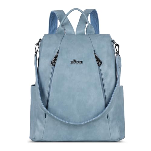 ZOCAI Backpack Purse for Women Medium Anti-Theft Backpacks Purses Design Leather Shoulder Bags with Removable Strap - color: Sky Blue