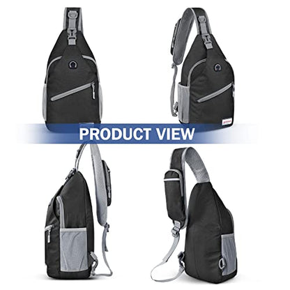 ZOMAKE Sling Bag,Small Crossbody Sling Backpack,Water Resistant Shoulder Daypack for Travel,Anti Thief Chest Bag for Hiking(Black(New)) - color: Black(new)