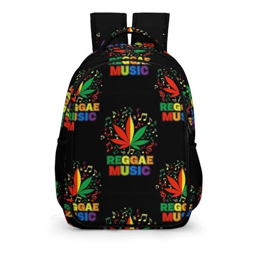 Casual Lightweight Laptop Backpack Rasta Reggae Music Note Weedleaf, Cute Travel Daypack with Tumbler Holder for College Nurse Teacher Work Commute - color: Pattern (327)