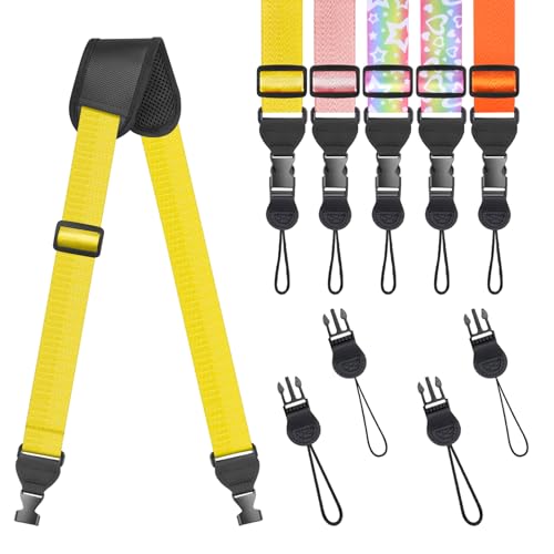 FIEIL Universal Shoulder Strap, Sandwich Mesh Padded Neck Lanyard, Replacement Comfortable Bag Strap for Camera, Cellphone Tablet,iPad, Laptop, Luggage Bag, Binocular(Bright Yellow) - color: Bright Yellow