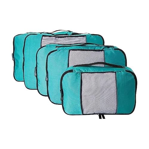 TravelWise Luggage Packing Organization Cubes 5 Pack, Teal, 2 Small, 2 Medium, 1 Large (TWPC-24) - color: Teal