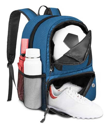 YOREPEK Soccer Backpack,Soccer Bag with Ball Holder, Water resistant Sport Equipment Bags Fit Basketball Volleyball Football - color: Blue