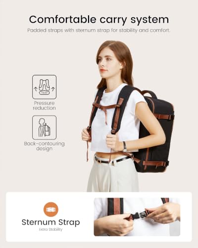 LOVEVOOK Travel Backpack for Women, 40L Carry On Backpack Flight Approved, Large Personal Item Bag Fits 17 inch Laptop, TSA Approved Luggage with 3 Packing Cubes,Waterproof Weekender Gym Essentials - color: Dark Blue-beige-black, size: 40L