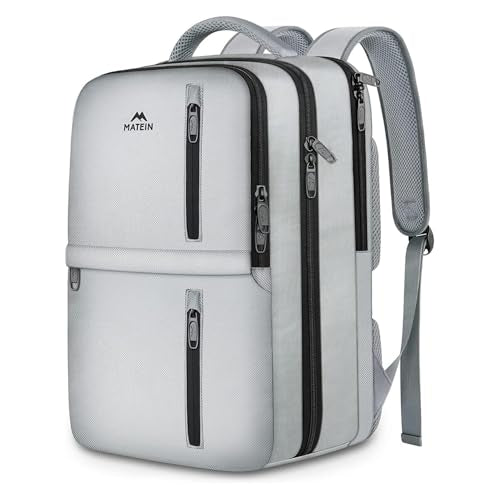 MATEIN Travel Backpack for Women & Men, Airline Approved Carry on Backpack for Airplanes with Shoe Compartment, Large Personal Item Travel Bag fits 17" Laptop, Water Resistant Weekender Daypack, Gray - color: Gray, size: X-Large