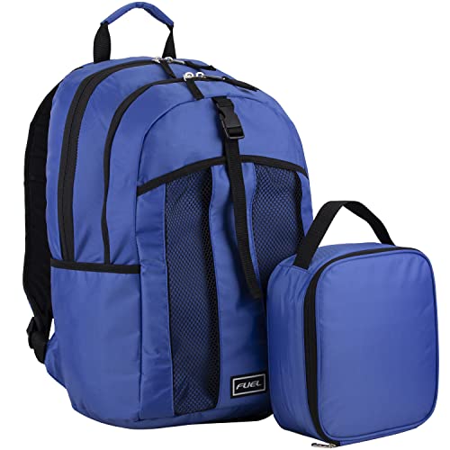 FUEL Lunch Backpack Set Teens Student Water Resistant Bookbag Bag Soft Reusable Insulated Cooler Lunch Box Thermal Travel Office Lunch Bag, Cobalt Blue - color: Blue Wave