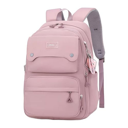 School Backpack for Teens Girls Solid Color, Multi-pocket School Bag Girls Backpack for Kids - color: B-purple