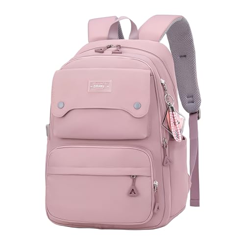 School Backpack for Teens Girls Solid Color, Multi-pocket School Bag Girls Backpack for Kids - color: B-purple