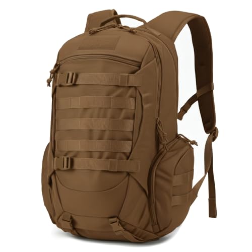 35L Tactical Backpack for Men, MOLLE Military Bug Out Bag, Waterproof Rucksack for Hiking with Hydration Port Tan - color: Tan
