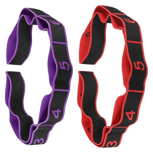2 Pcs Fitness Resistance Band for Stretching and Yoga, Number Stretch Resistance Band with Clear Markings, 8-Section Elastic Training Bands