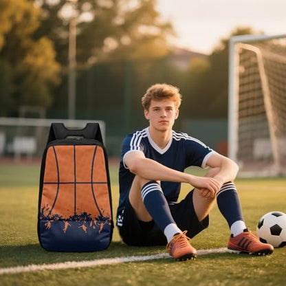 18.5in Basketball Backpack Basketball Bag with Shoe Compartment & Ball Holder, Waterproof Bag for Soccer Volleyball - color: Simple Basketball Stripe Print