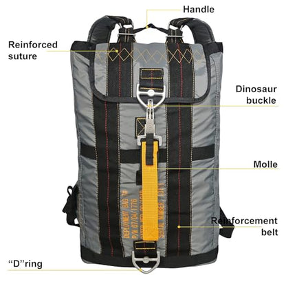 Military Tactical Backpack Parachute Buckles Hook Nylon Rucksacks Flight Backpacks Day Pack for Outdoor,Hiking,Camping (Grey) - color: Grey
