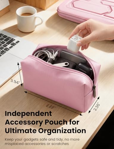 DOMISO Laptop Hard Case 15-16 inch Waterproof Shockproof Hard Shell Laptop Sleeve with Handle & Storage Pocket, Compatible with MacBook, HP, Dell,Pink - color: Pink, size: 15.6 inch