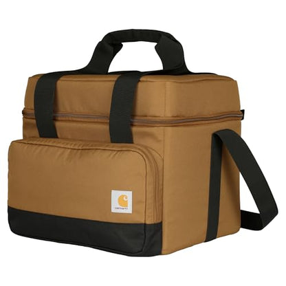 Carhartt Insulated Two Compartment Cooler, Durable Water Repellent Material W/Front Zippered Pocket for Camping, Beach & Travel - color: Carhartt Brown, style: 24 Can
