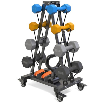 Kipika Heavy Duty 3 Tier Dumbbell Rack Multifunctional, Weight Rack for Dumbbells, Home Gym Equipment, Suitable for Storage of Dumbbell, Kettle Bell, Barbell Plate, Barbell Bar - color: 4 Tier Tilt Shelf