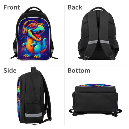 Kids Backpack Lightweight Durable Medium Teens Kids Backpack for School Boys and Girls Bookbag with Adjustable Shoulder Straps & Padded Back 17 Inch School bags with 3D Dinosaur Reflective Cartoon - color: A14-dinosaur